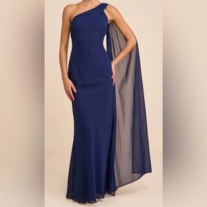Lulus Carmenza Navy One-Shoulder Sash Maxi Dress *NWT* *never worn*